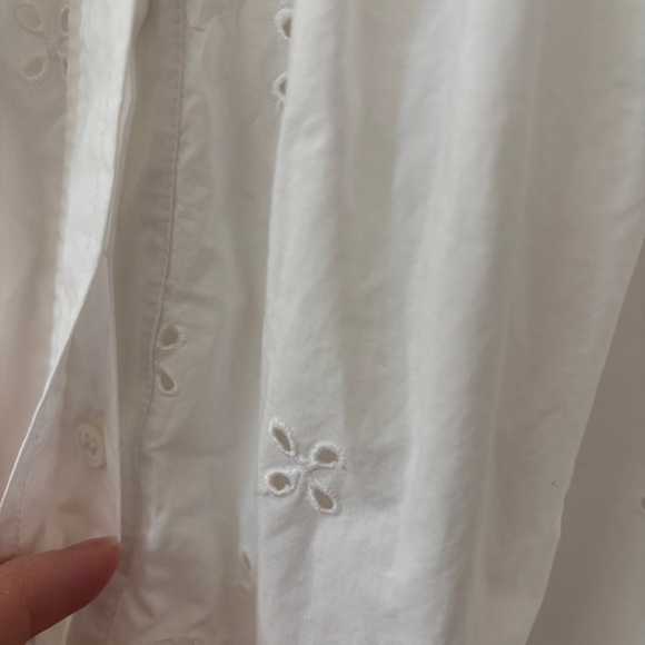 ULLA JOHNSON Gemma Shirt Dress Cowrie White Eyelet Statement Colla Size 6 Medium - Picture 9 of 16